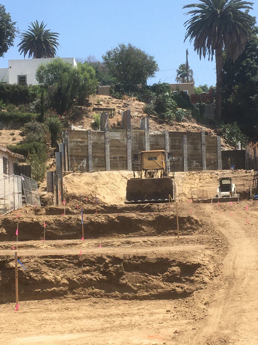 Grading underway at MORA construction site in Echo Park